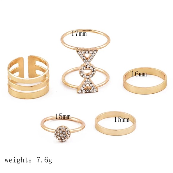 5 Piece Gold Midi Knuckle Ring Set - Picture 2 of 6
